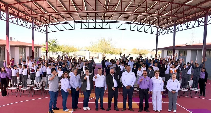 Gobierno de Sonora fortalece la infraestructura educativa con construcción de tejabán escolar en Sonoyta