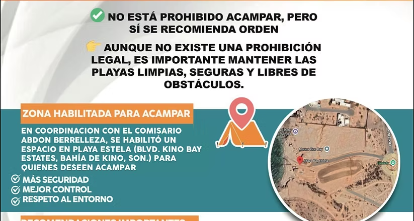 Promueve Gobierno de Hermosillo camping responsable en Bahía de Kino durante Semana Santa
