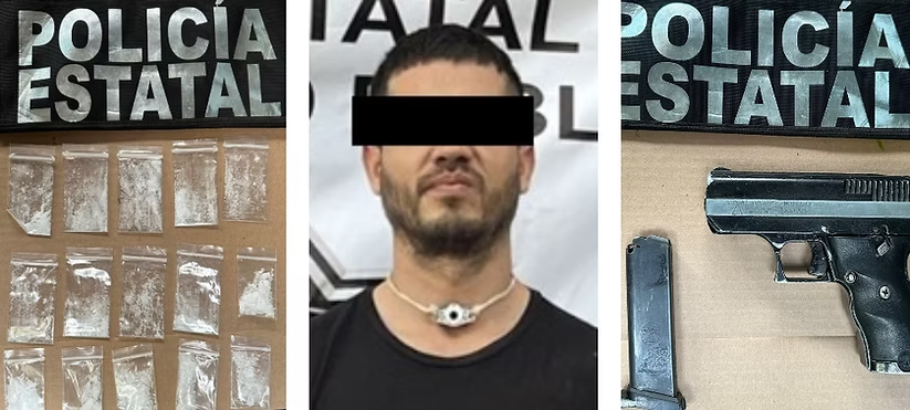Operativo de combate al delito de la Policía Estatal detiene a sujeto con arma de fuego y narcótico