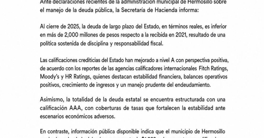 Comunicado de la Secretaría de Hacienda