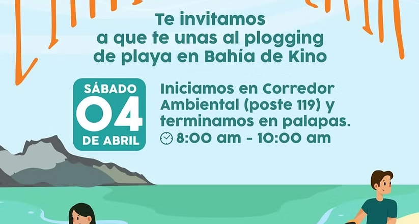 Invita Gobierno de Hermosillo a participar este sábado 4 en Plogging en Bahía de Kino