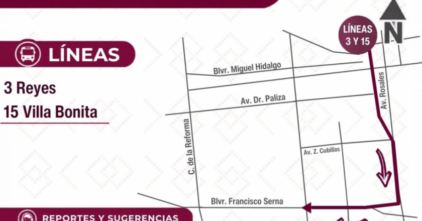 Gobierno de Sonora informa desvíos temporales en líneas de transporte urbano en Hermosillo