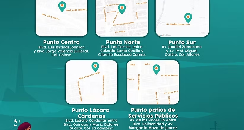 Invita Gobierno Municipal a utilizar los cinco puntos fijos para depositar basura