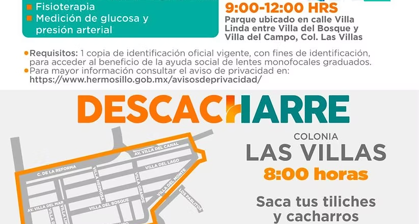 Invitan Gobierno de Hermosillo a Jornada de Salud y descacharre en el sector de Las Villas