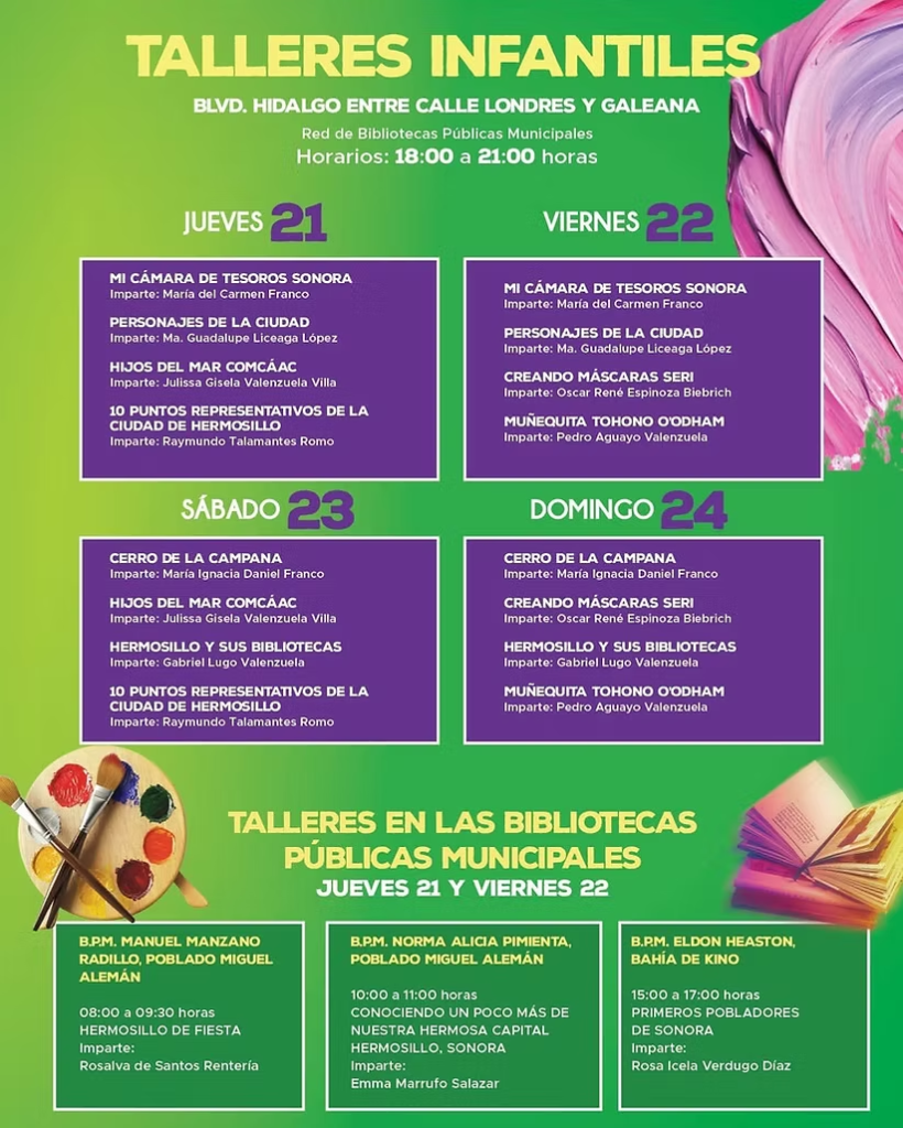 Ofrece Fiestas del Pitic 2026 talleres infantiles en espacios públicos de Hermosillo