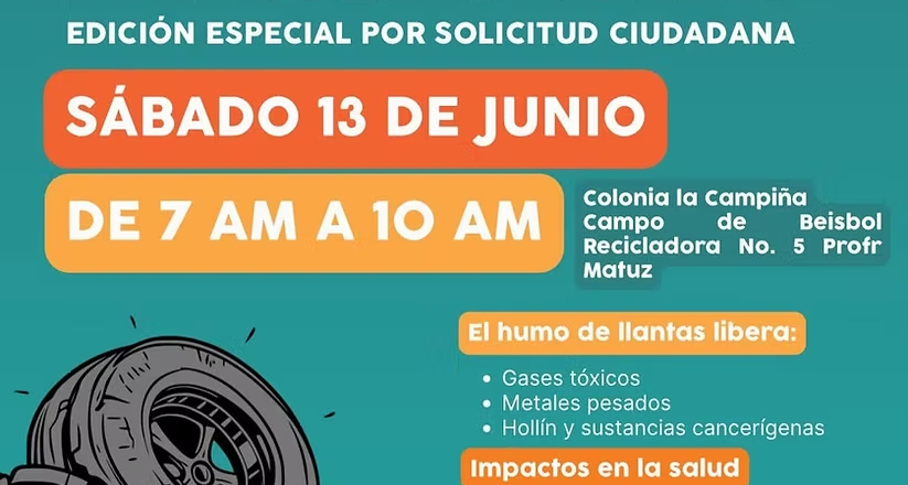 Invita Gobierno de Hermosillo a participar en  jornada de “Llantatón por nuestra salud” en La Campiña