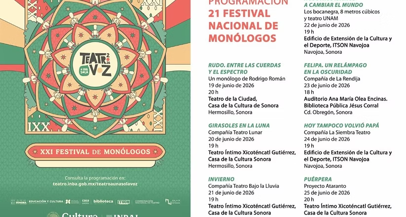 Invita Gobierno de Sonora a Festival de Monólogos: ISC