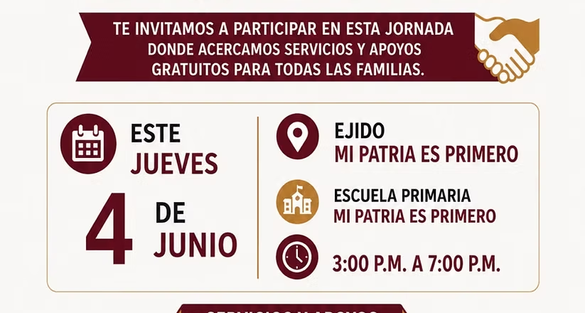 ‘El Día del Pueblo’ llegará al ejido Mi Patria es Primero este jueves