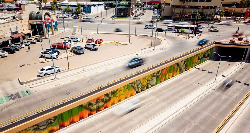 Avanza 95 por ciento intervención de mural en el paso a desnivel de Colosio y Solidaridad