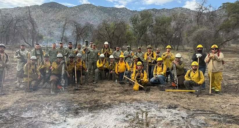 Gobierno de Sonora coordina esfuerzos binacionales para combatir incendio forestal Benton en la frontera Sonora-Arizona