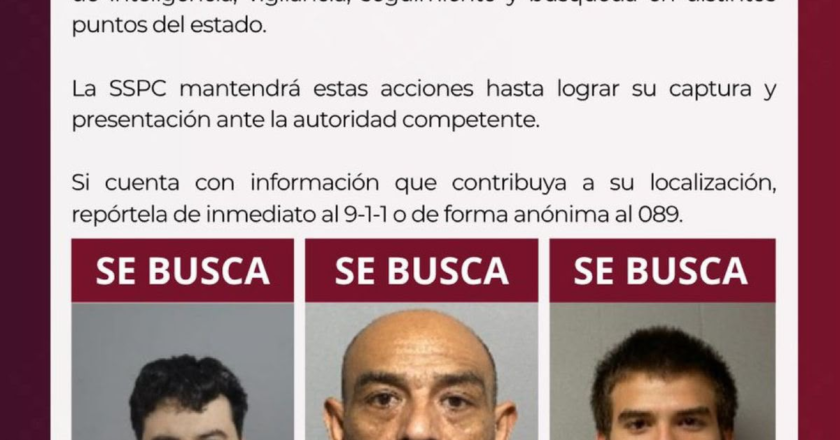 La SSPC mantendrá operativo coordinado para la reprehensión de Francisco Manuel Romero Carranza, Omar Milan Tena y Paul Alexis Tellez Olguín