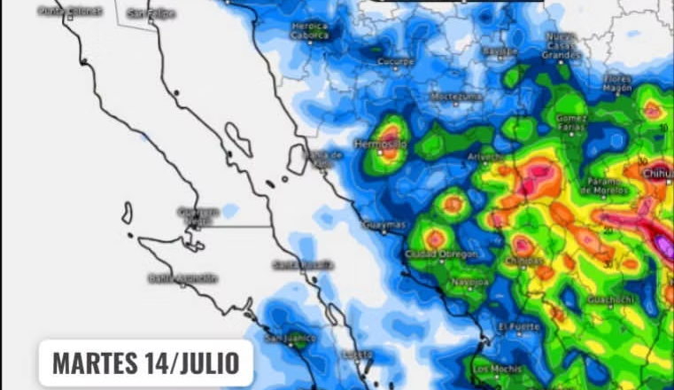 Sigue el pronóstico de lluvias para Sonora