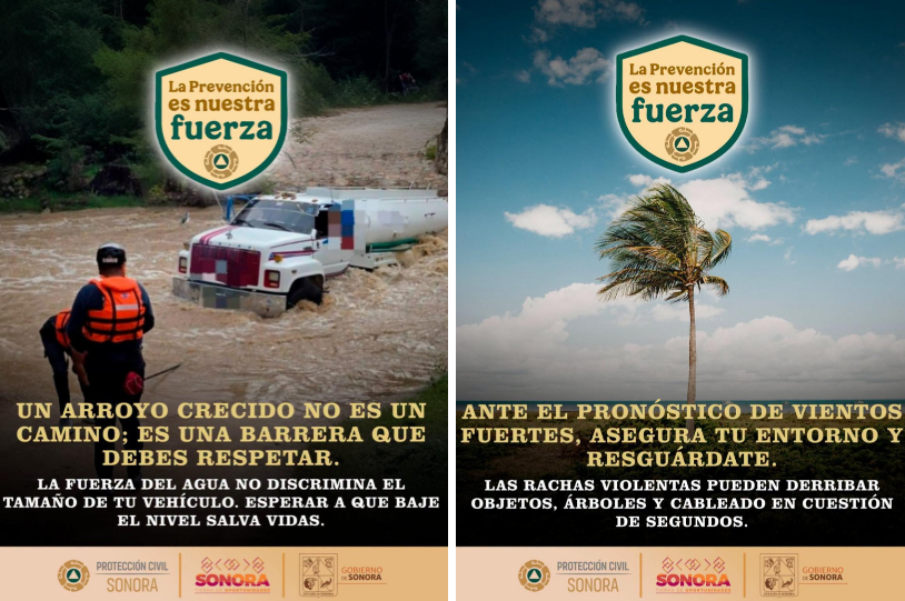 Llama Protección Civil Sonora a reforzar medidas preventivas por lluvias en la entidad