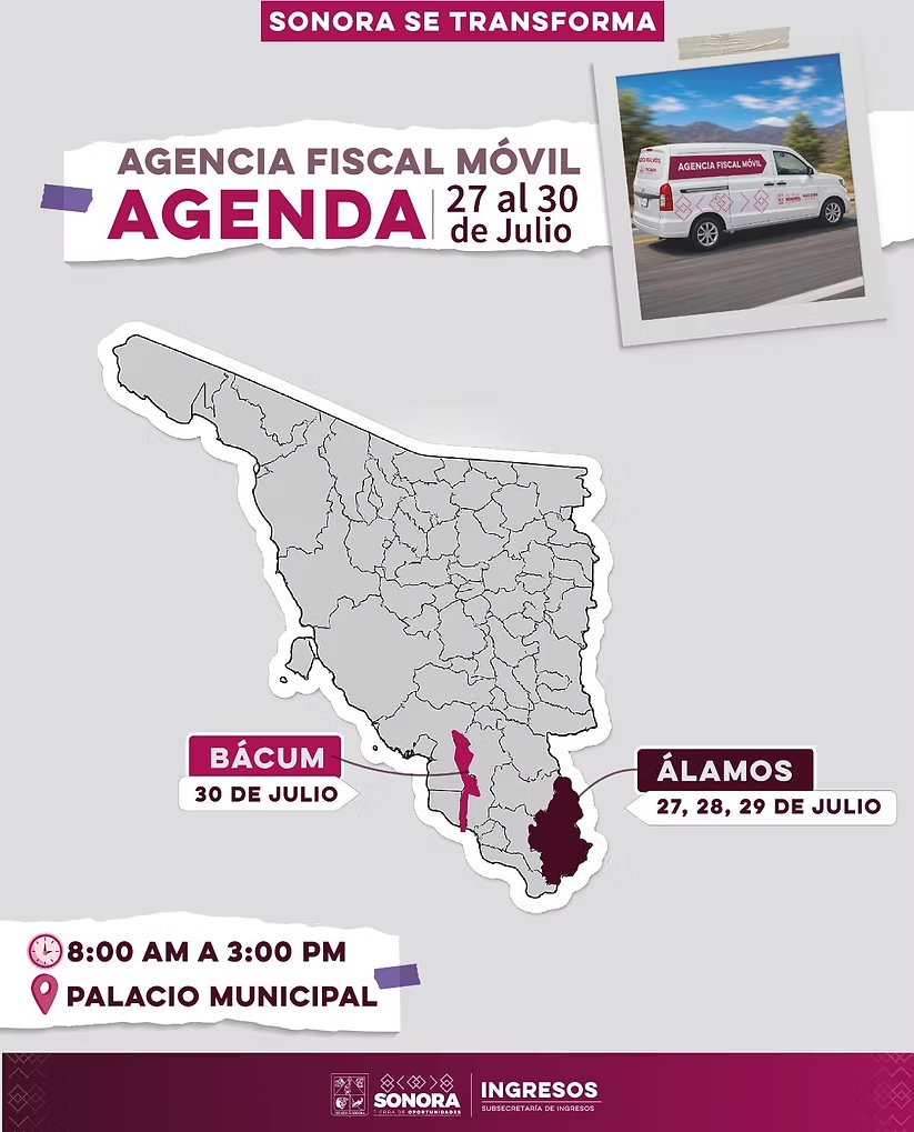 Recorrerá Agencia Fiscal Móvil municipios del sur de Sonora