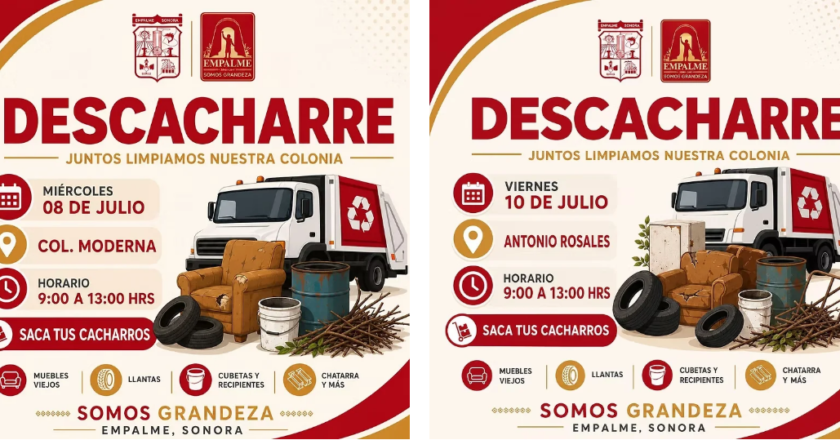Llevará Gobierno de Empalme jornadas de descacharre a la colonia Moderna y al ejido Antonio Rosales