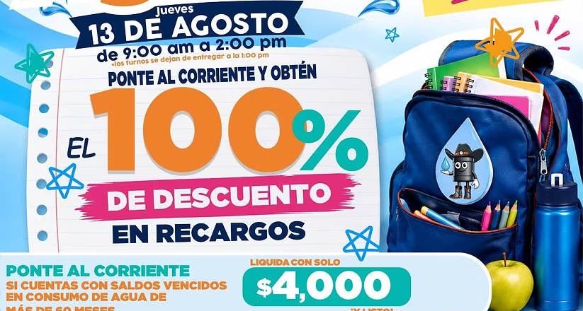 Ofrece Agua de Hermosillo jornada de descuentos del 100% en recargos este jueves