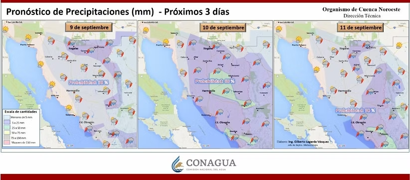 Protección Civil Sonora pronostica más lluvias y altas temperaturas en los próximos días