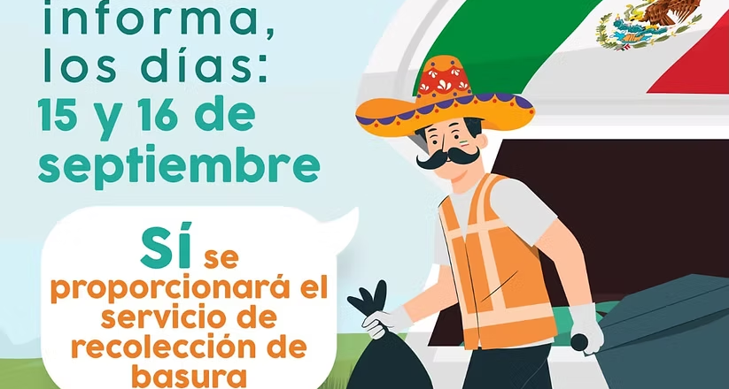 Garantiza Servicios Públicos Municipales el servicio de recolección de basura durante festejos patrios