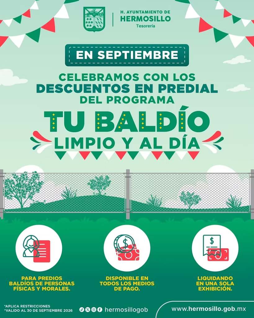 Lanza Tesorería programa “Tú Baldío Limpio y al Día” con descuentos en predial