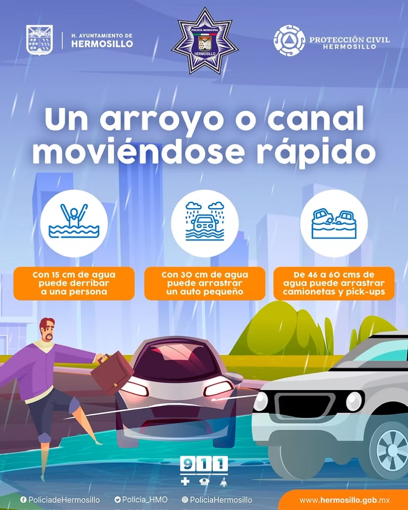 Reitera Gobierno de Hermosillo recomendaciones preventivas ante lluvia